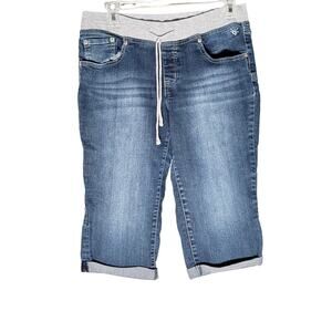 Justice Size 14 1/2 Blue Jean Shorts Super Low Waist Long Bermuda